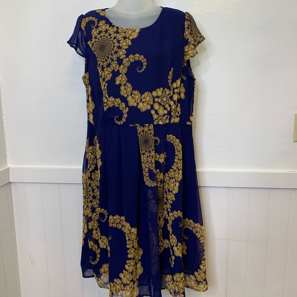 Only You Blue/Gold Oriental Holiday Dress NWT |3XL - Picture 2 of 7